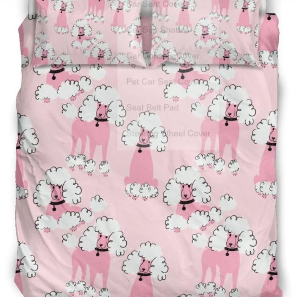 Full / Queen Size Pink Poodle Duvet cover and (2) matching Pillowcases